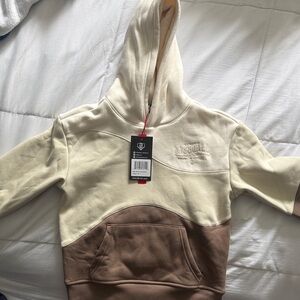 Kids Two-Tone Cream and Brown Baseball Hoodie